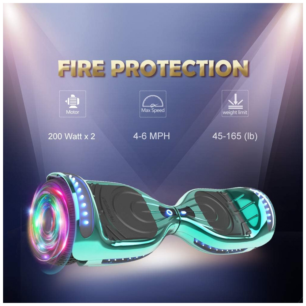Hoverboard Certificado HS2.01 Turquesa com Rodas LED Flash, Bluetooth e Luzes LED - Imagem 5