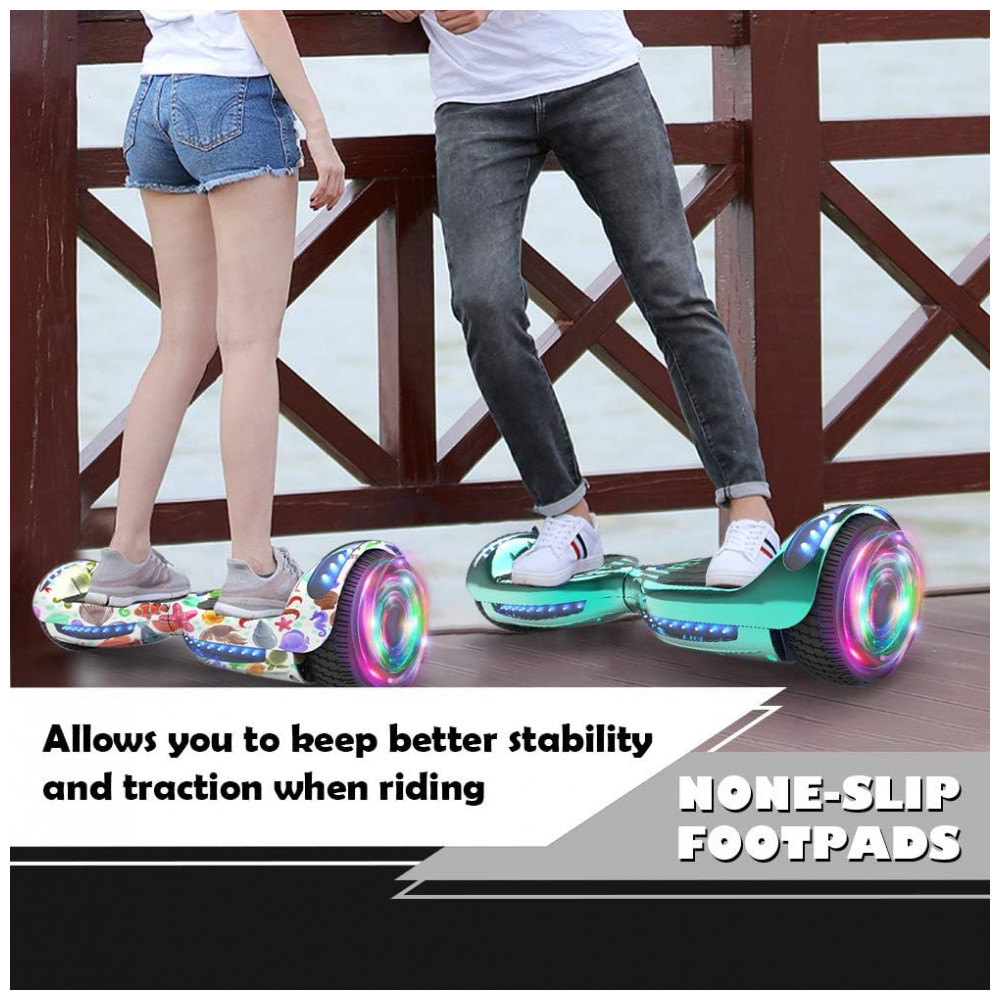 Hoverboard Certificado HS2.01 Turquesa com Rodas LED Flash, Bluetooth e Luzes LED - Imagem 6