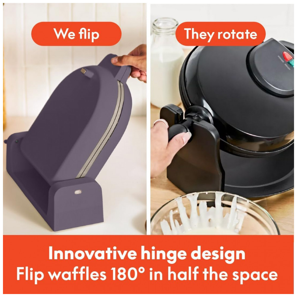 Máquina de Waffle bella FlipnStore, Revestimento Cerâmico EverGood Antiaderente, Compacta e Versátil, 1000 Watts, Profundidade de 3 cm, Cor Plum, Desi - Imagem 3