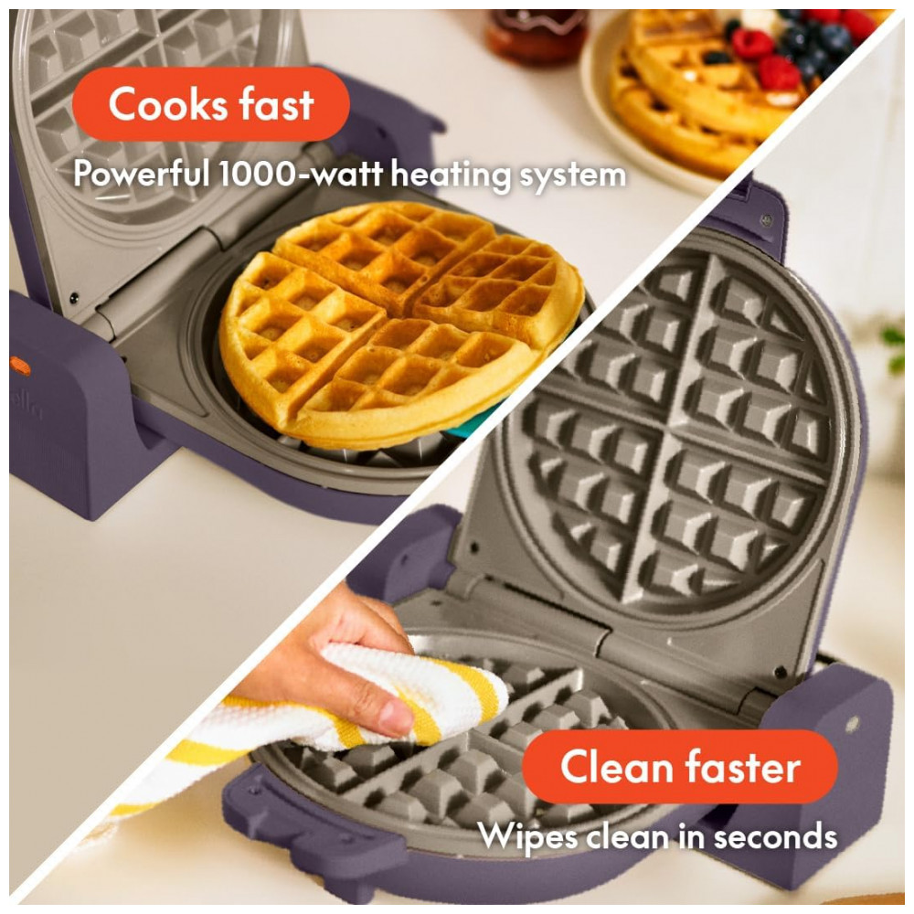 Máquina de Waffle bella FlipnStore, Revestimento Cerâmico EverGood Antiaderente, Compacta e Versátil, 1000 Watts, Profundidade de 3 cm, Cor Plum, Desi - Imagem 4