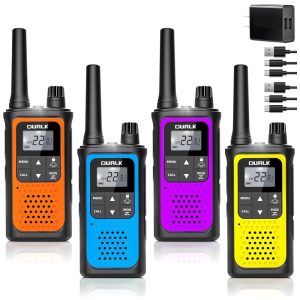 Rádio Comunicador Walkie Talkie Durlk Recarregáveis de Longo Alcance 4 Unidades para Adultos Rádio Bidirecional 22 Canais FRS Bateria