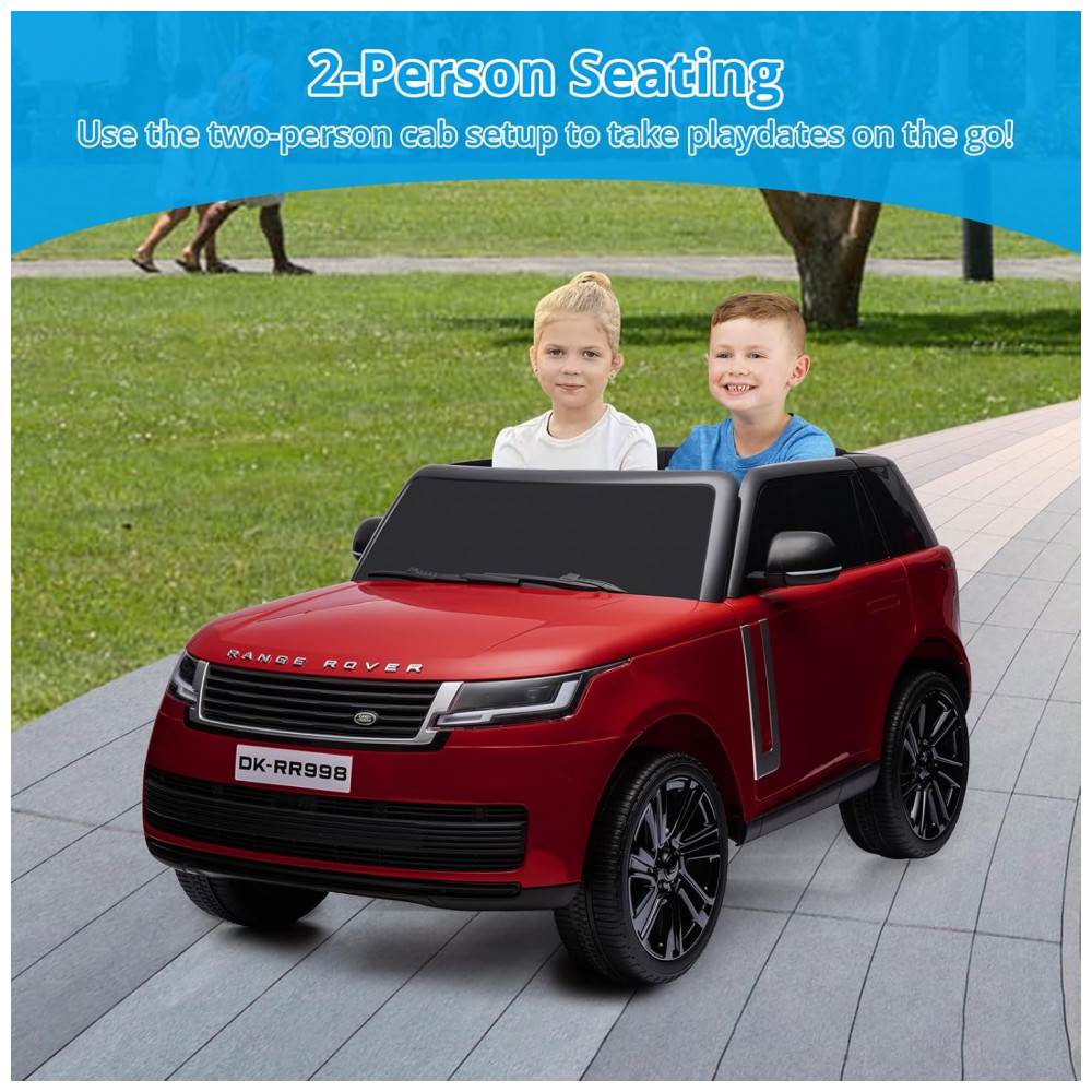 Carrinho Elétrico Infantil Land Rover Licenciado 24V 2 Lugares 2 Motores 240W Controle Remoto Bluetooth Suspensão Vermelho - Imagem 2