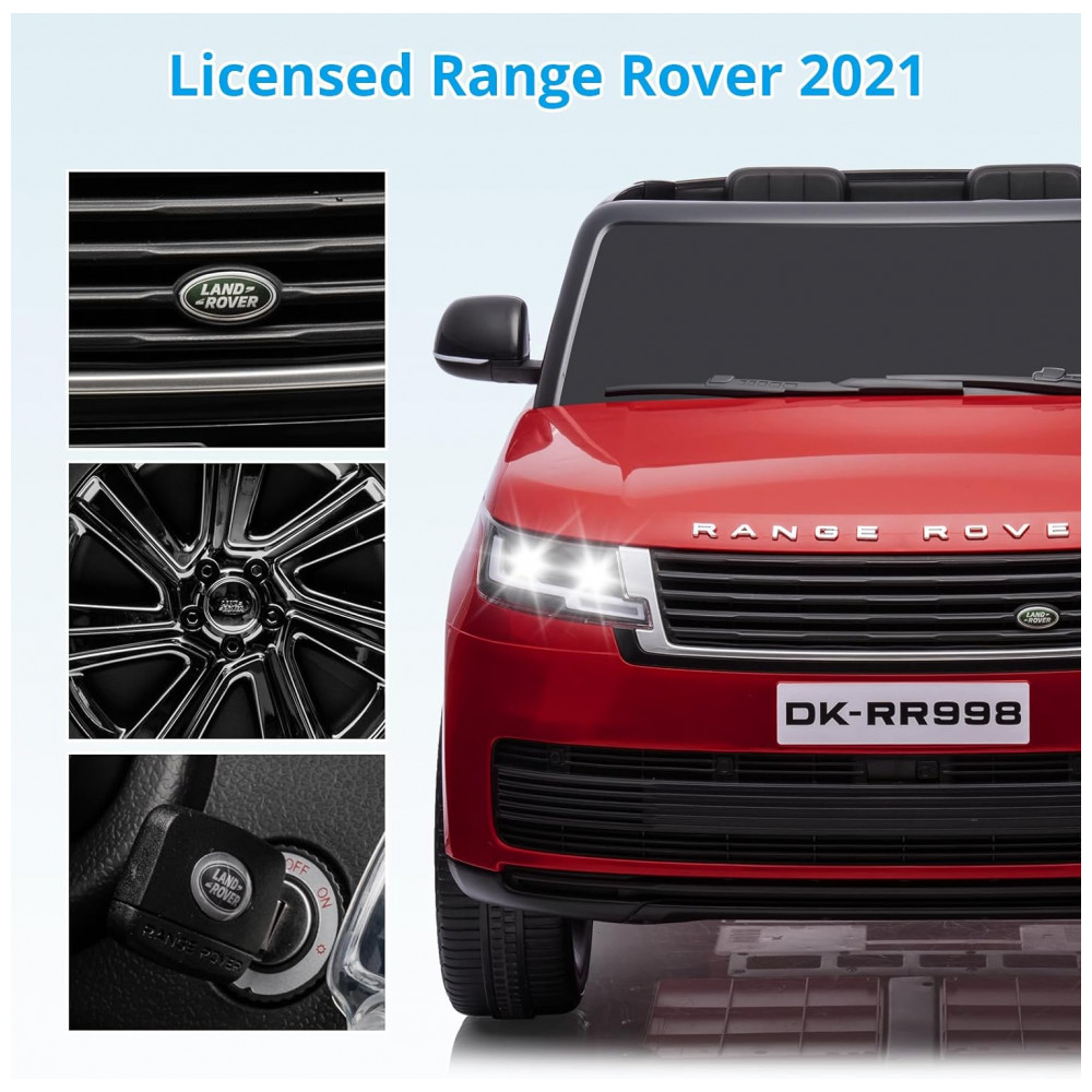 Carrinho Elétrico Infantil Land Rover Licenciado 24V 2 Lugares 2 Motores 240W Controle Remoto Bluetooth Suspensão Vermelho - Imagem 5