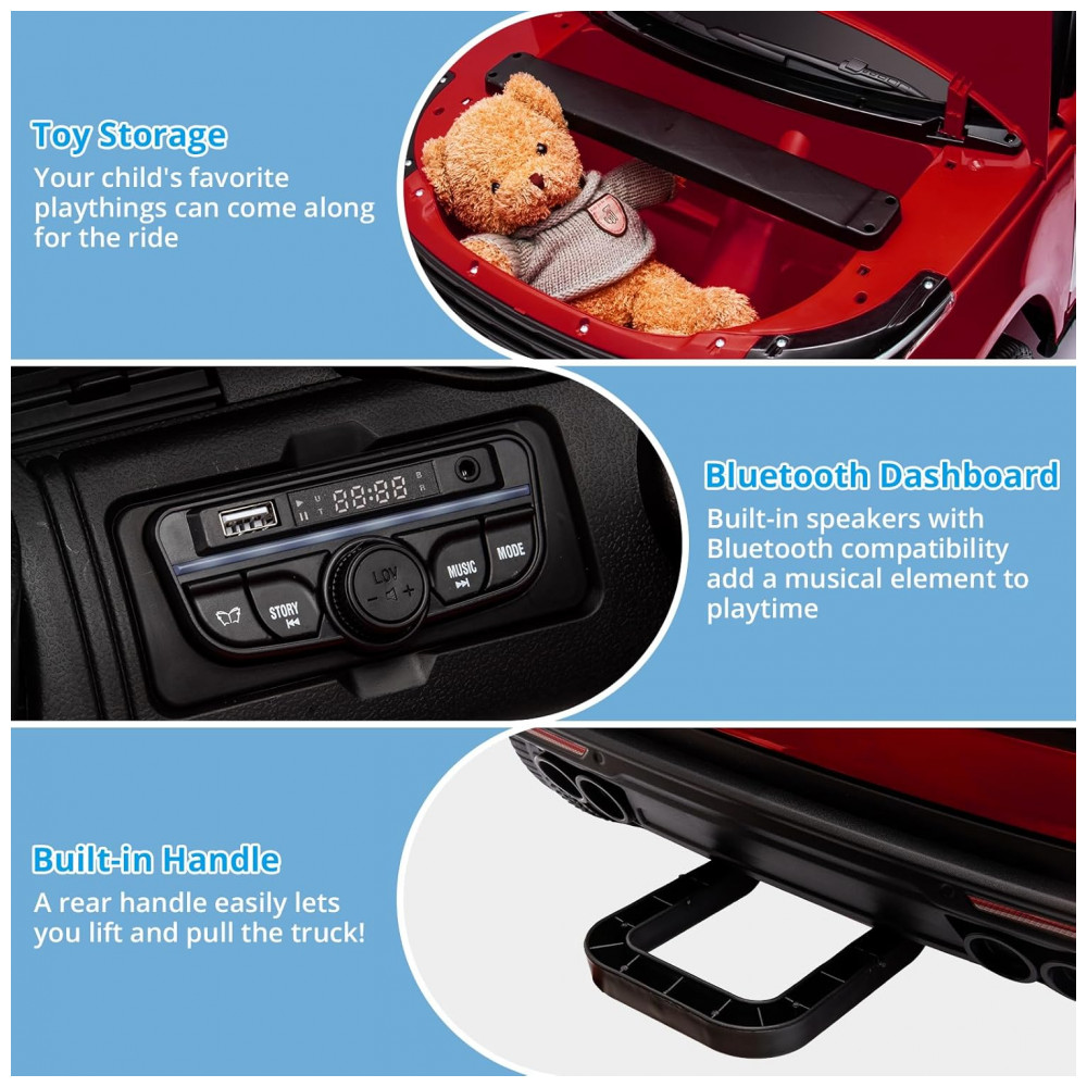 Carrinho Elétrico Infantil Land Rover Licenciado 24V 2 Lugares 2 Motores 240W Controle Remoto Bluetooth Suspensão Vermelho - Imagem 6