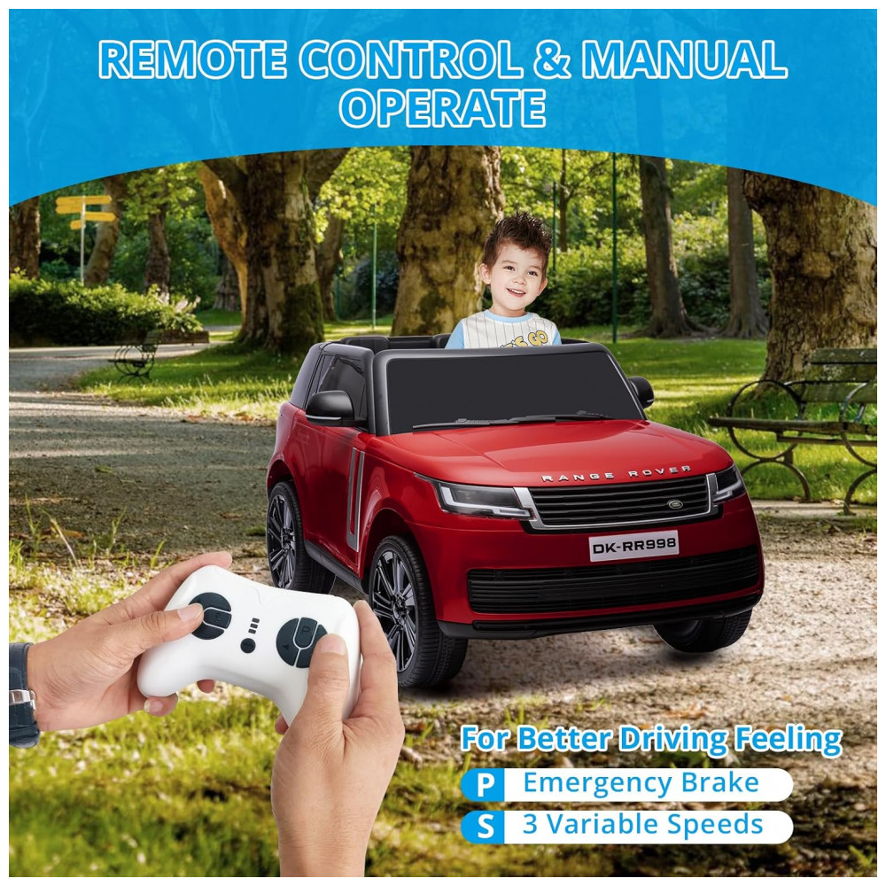 Carrinho Elétrico Infantil Land Rover Licenciado 24V 2 Lugares 2 Motores 240W Controle Remoto Bluetooth Suspensão Vermelho - Imagem 7