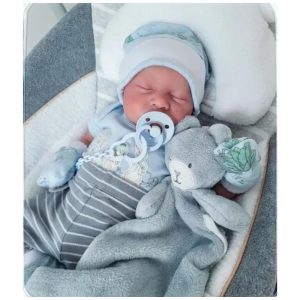 Bebê Recém-Nascido NewbornBoneco Realista Levi de 46 Centímetros: Bebê Menino Dormindo com Corpo de Tecido Macio e Pintura Avançada  KSBD.