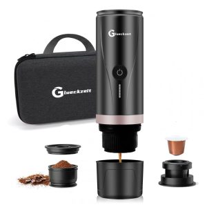 Máquina de Café Expresso Elétrica Portátil Recarregável com Autoaquecimento Glueckzeit Preto