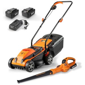 Conjunto de Cortador de Grama e Soprador de Folhas Sem Fio LawnMaster 24VMWBL 24V com 2 Baterias de 4.0Ah e Carregador