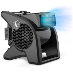 Ventilador Giratório para Ventilação Exaustão e Secagem com 2 Tomadas CA Disjuntor com Reinicialização e 3 Velocidades 110V Lasko U15617 Cinza