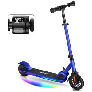 Patinete Elétrico Infantil Dobrável com Velocidade e Altura Ajustáveis Luzes Coloridas e Display LED para Crianças de 8 a 14 Anos 150W Caroma E35 Azul Escuro