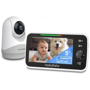 Babá Eletrônica Câmera Áudio com Zoom Remoto Panorâmica sem WiFi HelloBaby Branca