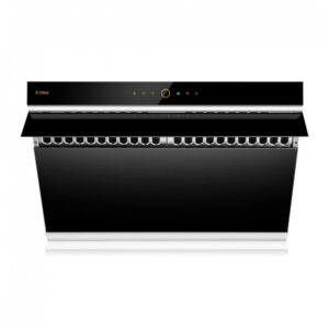 Coifa de parede ou embutir 76cm FOTILE preta vidro temperado inclinado dupla sucção motor duplo LED comando por toque 110V