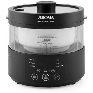 Panela de Arroz Elétrica até 8 xícaras não Cozidas com Painel de Controle 110V 950W Aroma Housewares AMC800 Preta