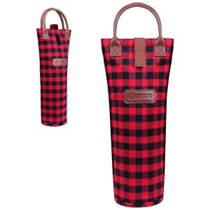 Bolsa Térmica para Garrafa de Vinho OPUX - Ideal para Picnics e Presentes - Revestimento Isolante - Design Elegante Xadrez Vermelho