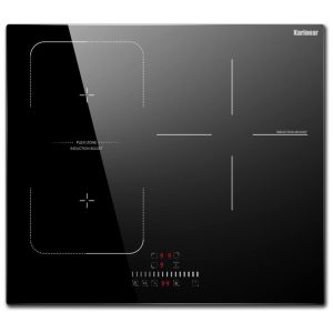 Cooktop por indução de embutir 59 cm Karinear vidro preto 3 zonas 6800W zona flex 9 níveis de potência timer e trava 220V