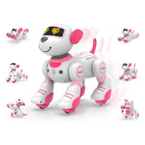 Robô pet interativo STEMTRON cachorro com controle remoto programação música e dança  - Rosa