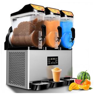 Máquinas de Raspadinha Drink Comercial de 45 litros com 3 Tanques BOSBAK Operação Silenciosa Sem Necessidade de Gelo Perfeita para Slushie Margarita