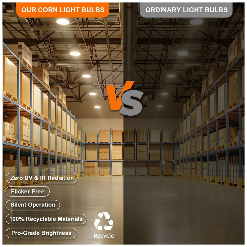 Lâmpada de Milho LED 70W, Equivalente a 700W, 9100LM, 3000K Branco Quente, Impermeável, Economia de Energia de 90%, Base E26/E39,RIUVAO - Imagem 4