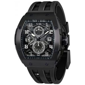 Relógio Masculino Analógico Quartzo a Prova dÁgua 50M com Cronógrafo TSAR BOMBA 8211 Preto