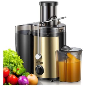 Centrifuga de Frutas com 2 Velocidades Bocal Largo Aço Inoxidável 110V 500W QCen Dourado
