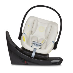 Cadeira de Bebê para Carro com Base Giratória de 180º Barra Anti-Rebote e Apoio de Cabeça Ajustável em 11 Posições Cybex Aton G Swivel Bege Concha