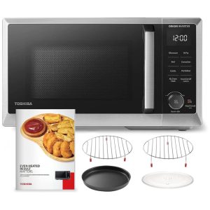 Micro Ondas de Bancada 6 em 1 em Aço Inoxidável 25L com 11 Programas e AirFryer 110V 1800W TOSHIBA Prata