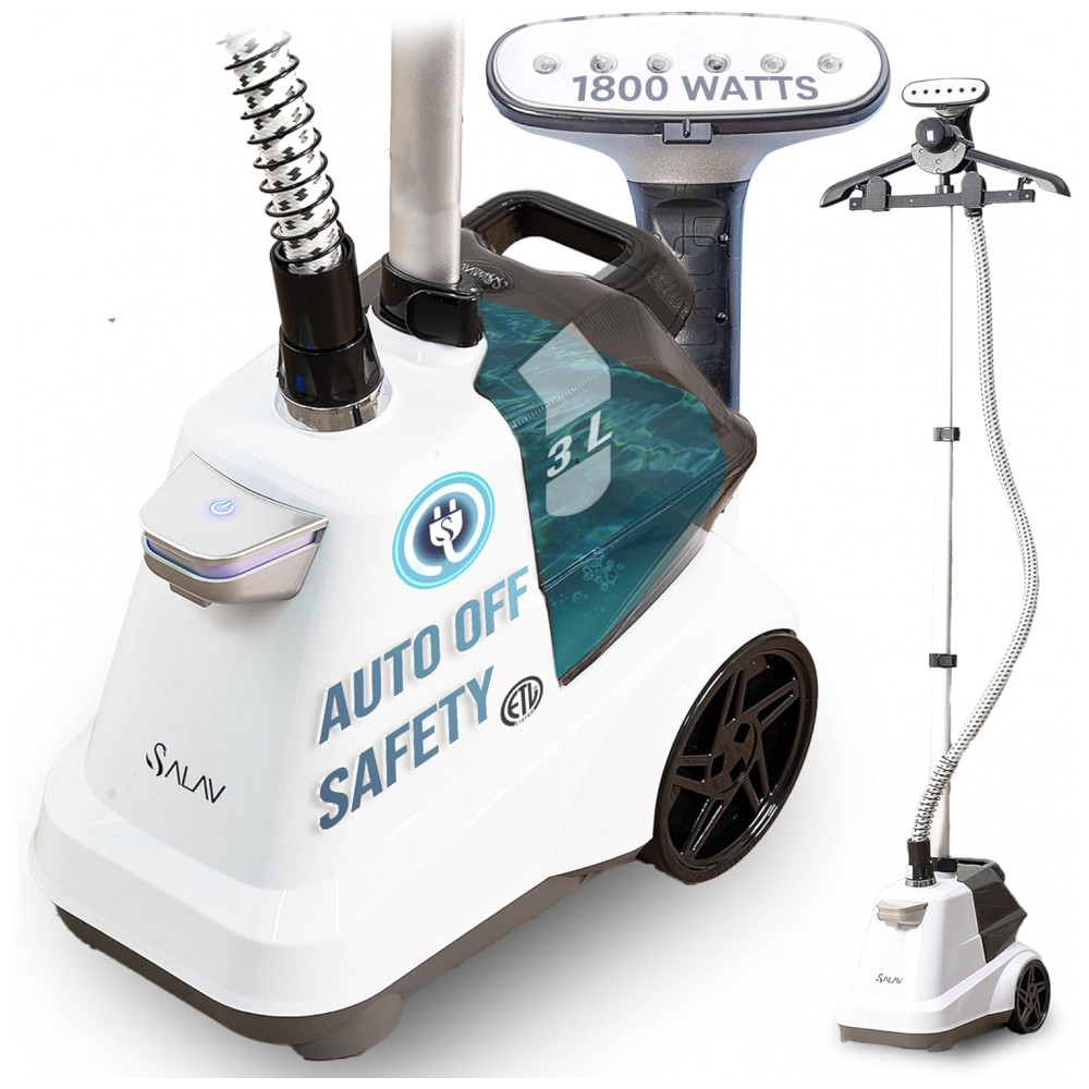 SALAV Vaporizador de Roupas Comercial de Tamanho Completo, Desligamento Automático Inteligente, Alerta Sonoro para Falta de Água, Controle por Pedal,