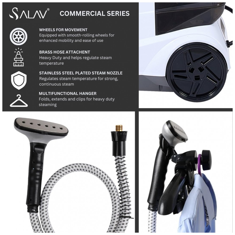 SALAV Vaporizador de Roupas Comercial de Tamanho Completo, Desligamento Automático Inteligente, Alerta Sonoro para Falta de Água, Controle por Pedal, - Imagem 8