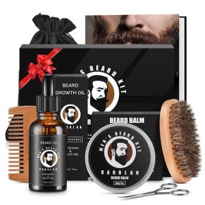 Varolan Kit para Barba Profissional Portátil com Cera e Pente 5 Itens