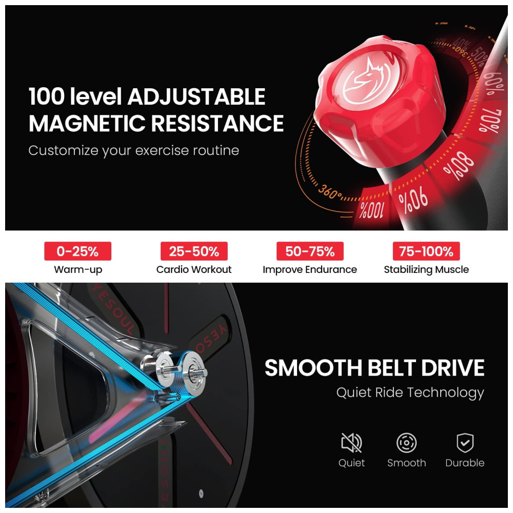 S3 Bicicleta Ergométrica com Suporte para Tablet Bluetooth e 100 Níveis de Resistência 110v YESOUL Branco - Imagem 2