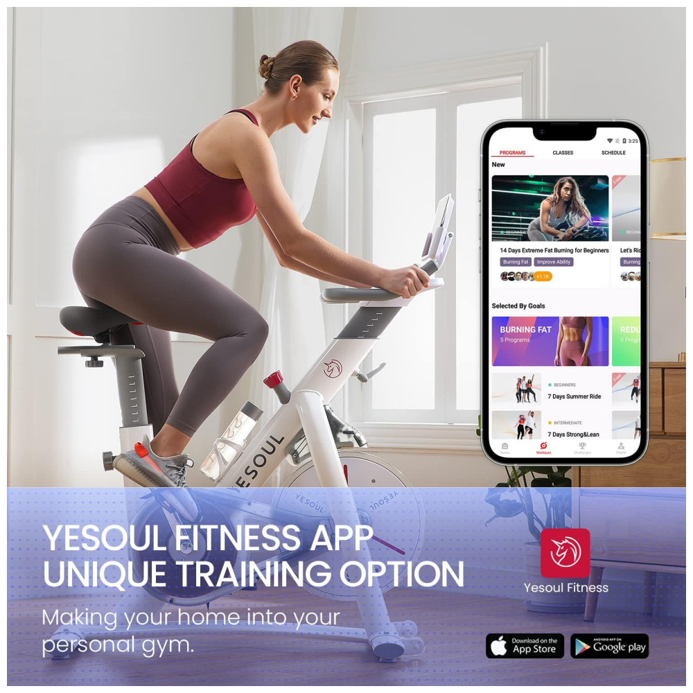 S3 Bicicleta Ergométrica com Suporte para Tablet Bluetooth e 100 Níveis de Resistência 110v YESOUL Branco - Imagem 3