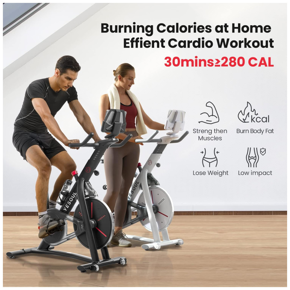 S3 Bicicleta Ergométrica com Suporte para Tablet Bluetooth e 100 Níveis de Resistência 110v YESOUL Branco - Imagem 5