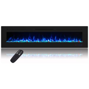 Lareira Elétrica de Embutir A40x182L com Controle Remoto e Temporizador 110V Masarflame Preta