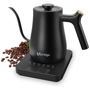 Chaleira Elétrica 800mL em Aço Inoxidável com Controle de Temperatura 5 Predefinições 110V 1200W Ulcreigo Preta