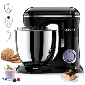 Batedeira planetária 3 em 1 CEBORY Preta tigela 615L inox 660W 10 velocidades cabeça basculante baixa emissão de ruído 110V