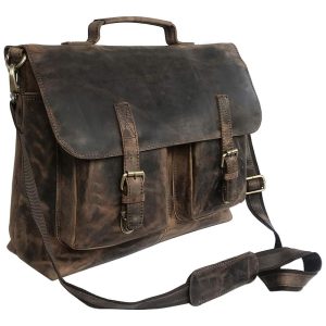 Bolsa Pasta de Couro para Laptop Unissex CUERO 18123 Marrom Escuro