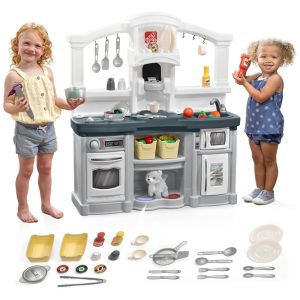 Cozinha de Brinquedo Interativa com Luzes Sons e 25 Acessórios para Crianças de 2 Anos ou Mais Step2 Cinza e Branca