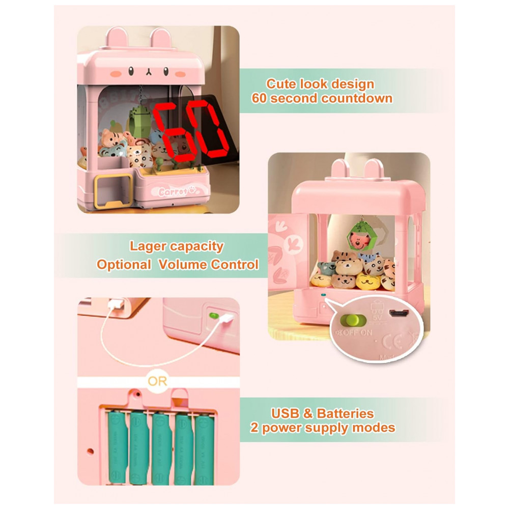 Máquina de Garra Grande cxjoigxi Bunny com Luzes e Sons Ajustáveis, Mini Arcade Eletrônico para Crianças e Adultos - Imagem 2