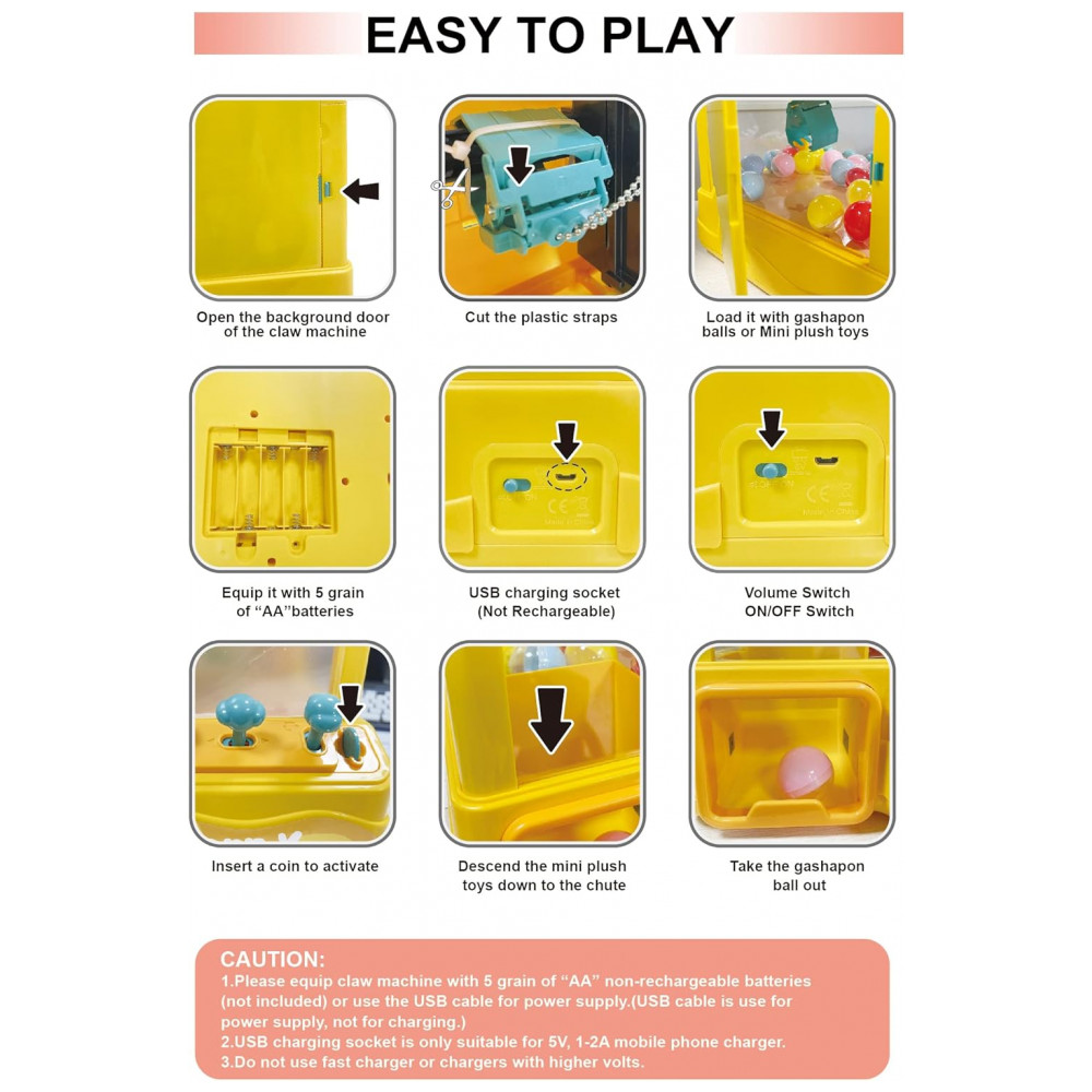 Máquina de Garra Grande cxjoigxi Bunny com Luzes e Sons Ajustáveis, Mini Arcade Eletrônico para Crianças e Adultos - Imagem 6