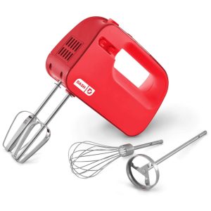 Batedeira de Mão com 3 Velocidades e Acessórios Aço Inoxidável 150W 110v DASH DSHM155GBRD04 Vermelho