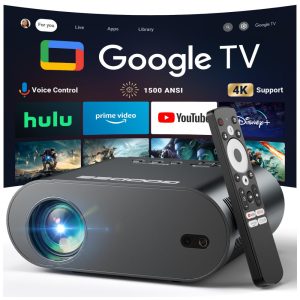 Projetor 4K GooDee Preto Google TV WiFi 6 Bluetooth Dolby 1080P