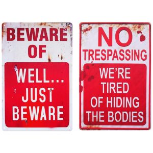 Kit de Placas com Avisos Aterrorizantes para Decoração de Halloween 2 UN