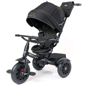 Triciclo Infantil 6 em 1 Oficialmente Projetado pela Bentley com Cobertura e Alça para os Pais POSH BABY KIDS Preto Edição 100 Anos
