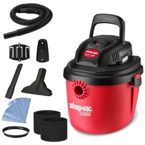 Aspirador de Pó Portátil de 948L Úmido e Seco com Alça Dobrável e Suporte 110V 1200W Shop Vac Vermelho