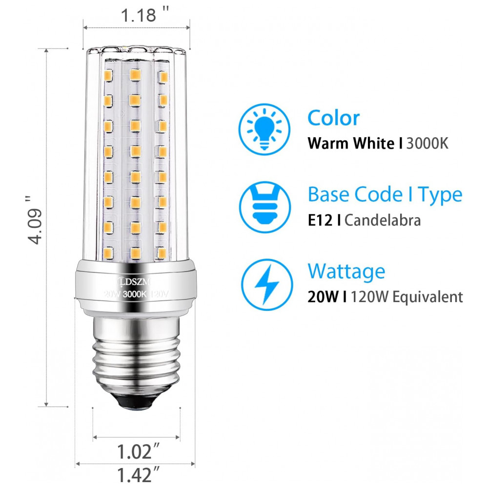 Pacote com 3 Lâmpadas de LED de 20w 2000 Lúmens Equivalente a 150w 3000K Branco Quente E26E27 não Dimáveis para Ventilador de Teto,LDSZM - Imagem 4