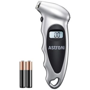 Calibrador Digital de Pressão de Pneus AstroAI com Bateria AAA Substituível 150 PSI 4 Configurações para Carro Caminhão e Bicicleta Display