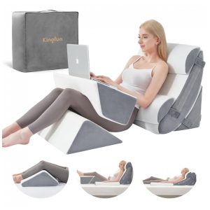 Conjunto de 6 Travesseiros Ortopédicos com Espuma de Memória para um Sono Confortável e Saudável Kingfun Cinza e Branco