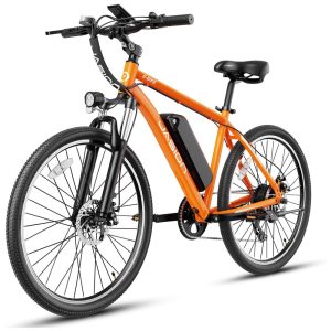 Bicicleta Elétrica Urbana Jasion EB5 26" Laranja | Motor 350W (Pico 500W) Bateria 36V 360Wh Removível 7 Velocidades 4 Modos de Condução