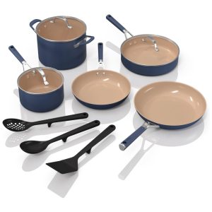 Conjunto de Panelas de Cerâmica com 11 Peças e Cabo Confortável Ninja CW49011 Azul