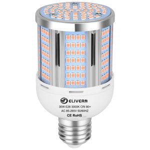 Lâmpada de Milho LED 30W 3000 Lúmens - Luz Branca Quente 3000K - Base E26E27 - Iluminação Residencial e ComercialELIVERN